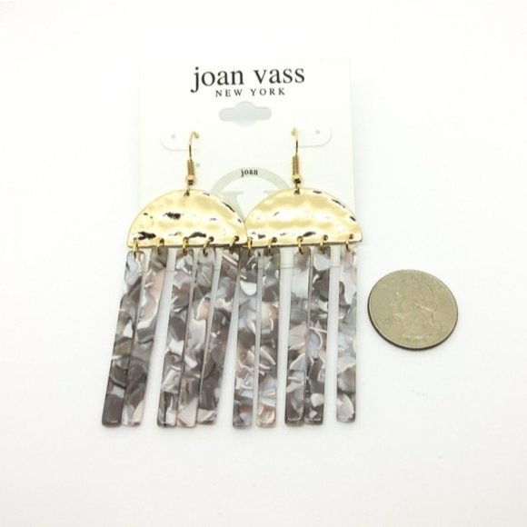 Joan Vass Acrylic Resin Dangle Earrings Gray - Picture 2 of 3